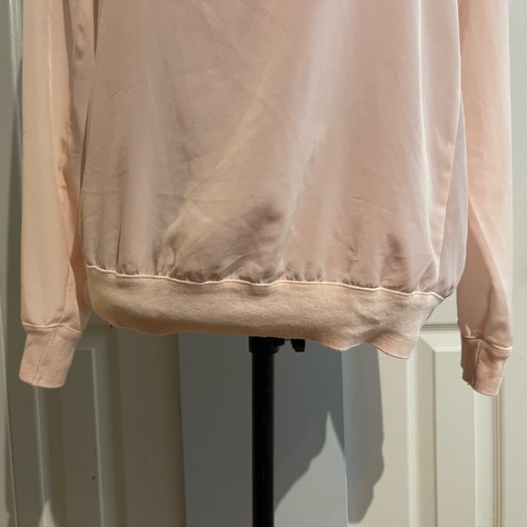 Light blush pink long sleeve sheer and satin like top - Picture 7 of 7